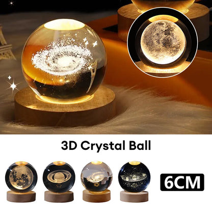 USB LED Night Light Galaxy Crystal Ball Table Lamp