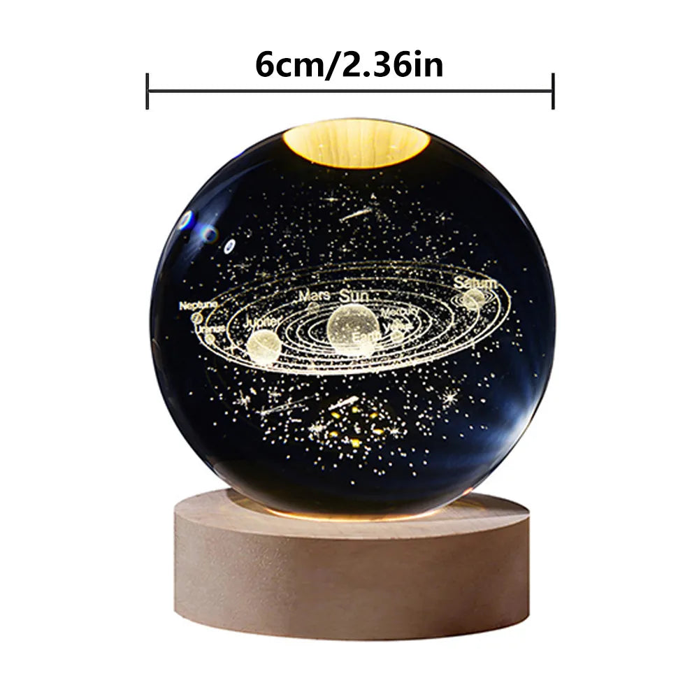 USB LED Night Light Galaxy Crystal Ball Table Lamp