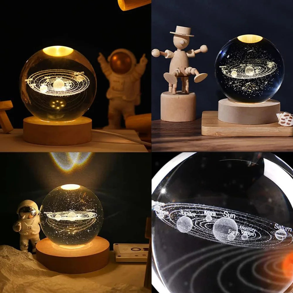 USB LED Night Light Galaxy Crystal Ball Table Lamp